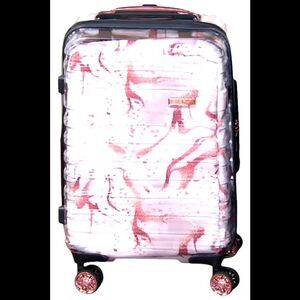 iFLY Clear Hardside Carry-on w/ 6 Removable Packing Cubes Rose/Marble